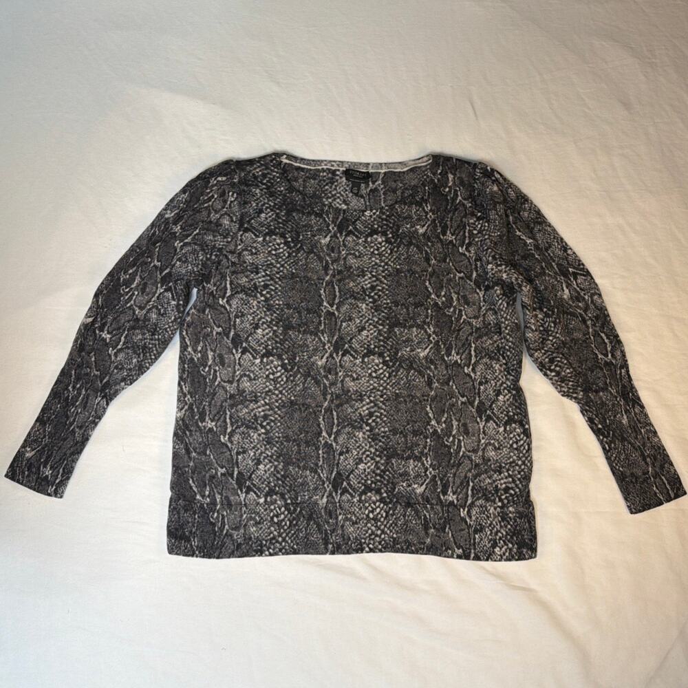 Talbots Plus Petite Snake Skin Print Merino Wool Puff Sleeve Sweater Size 1XP